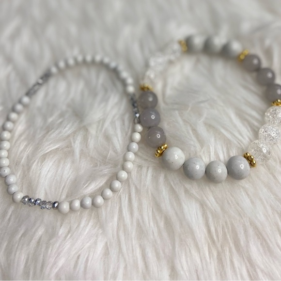 Genuine Feldspar and Crystal Bracelet Set - Picture 5 of 8